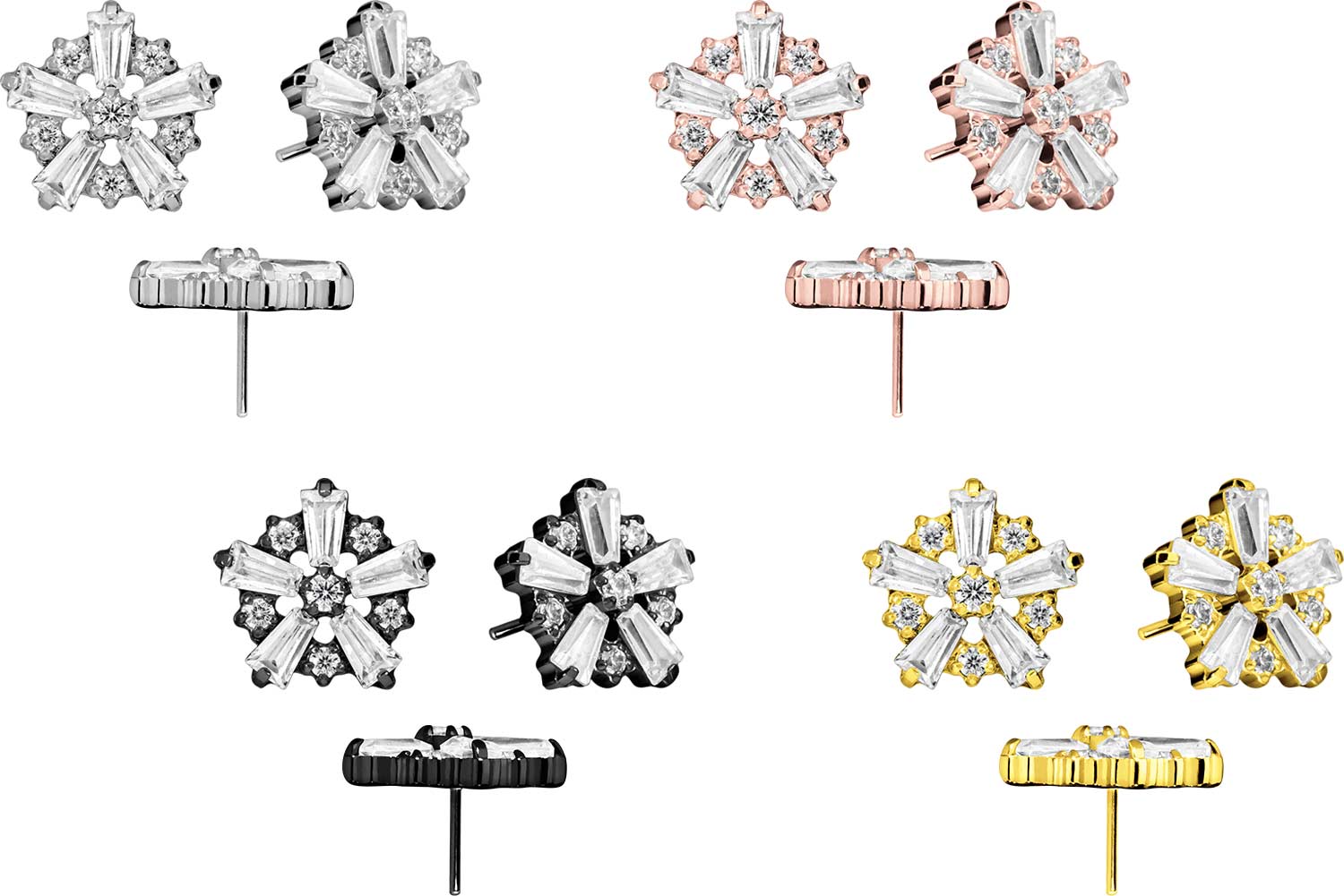 Titanium attachment with push pin SNOWFLAKE