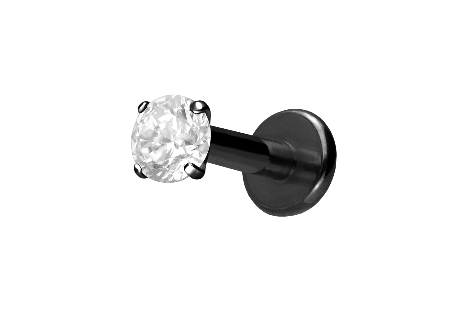 Titan Labret mit Innengewinde EINGEFASSTER KRISTALL
