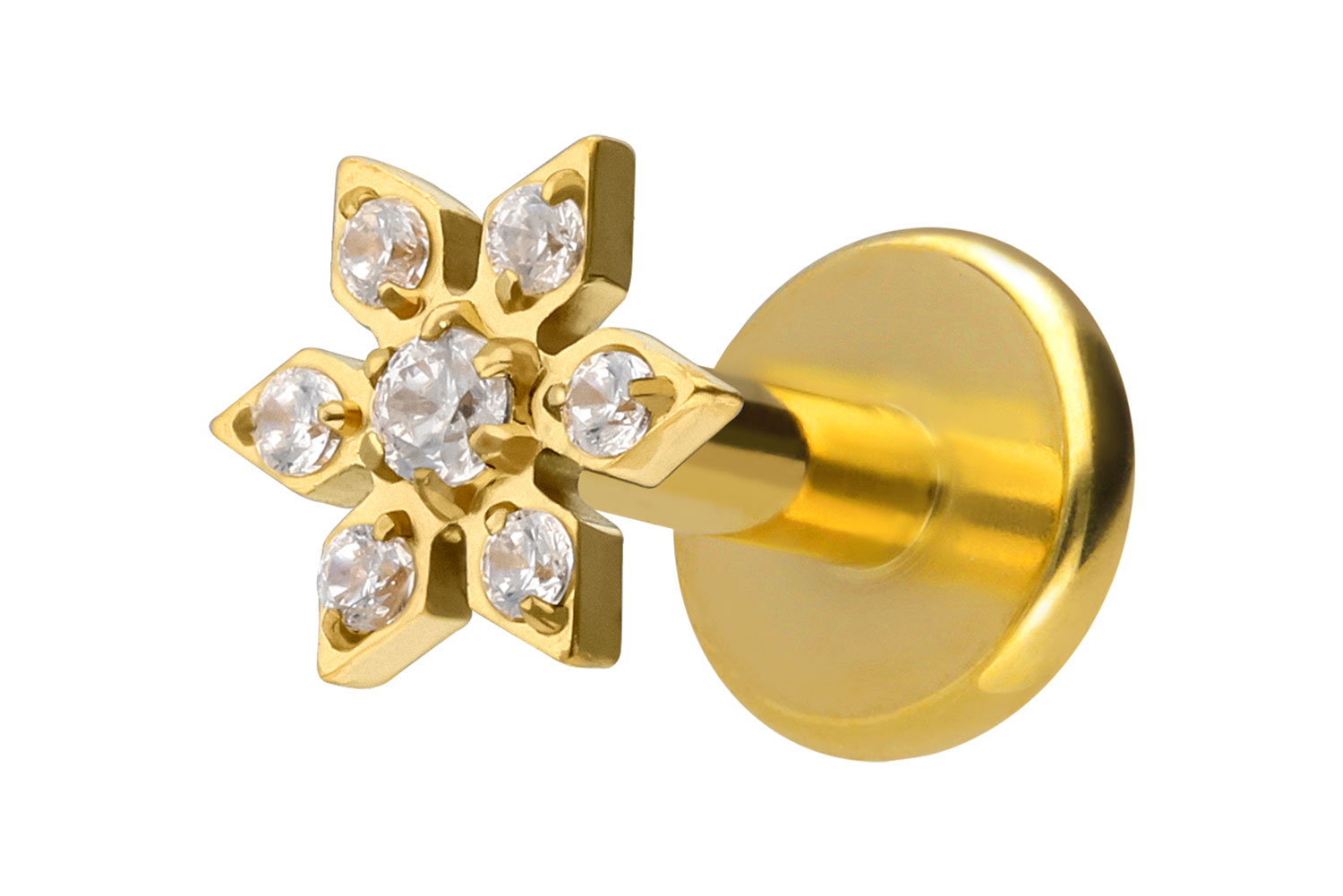Titanium labret with internal thread CRYSTAL FLOWER