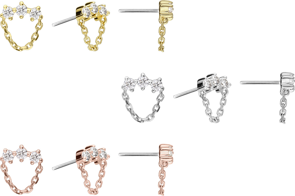 14 Karat Gold Aufsatz mit Titan Push Pin MOISSANIT-BOGEN + KETTE