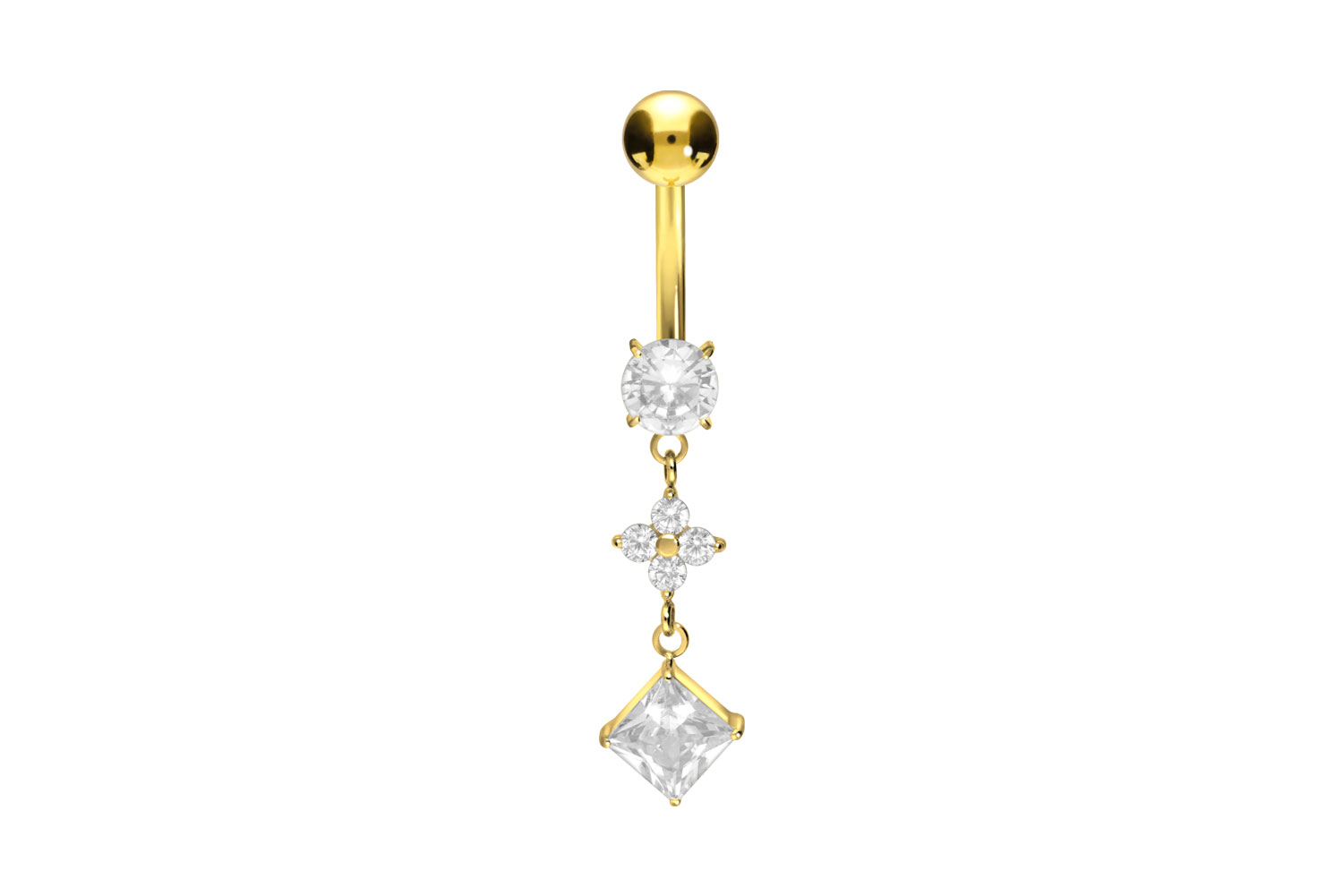 Titanium bananabell with internal thread CRYSTAL FLOWER + CRYSTAL SQUARE