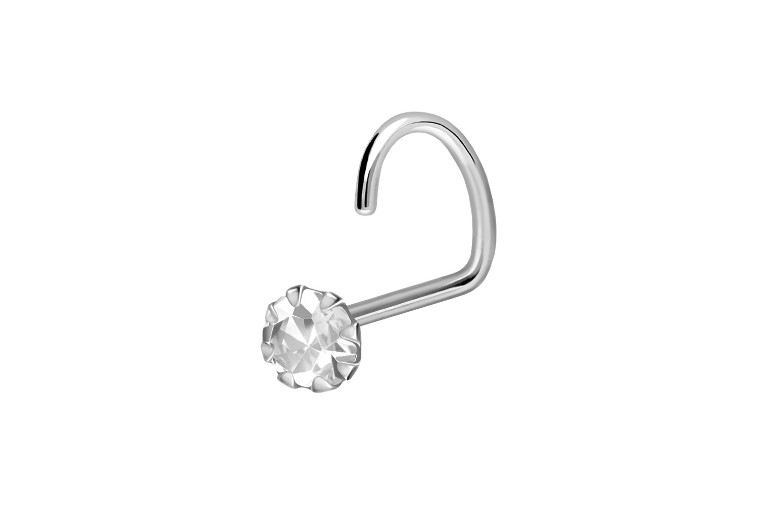 925 Silver nose stud spiral SETTED CRYSTAL