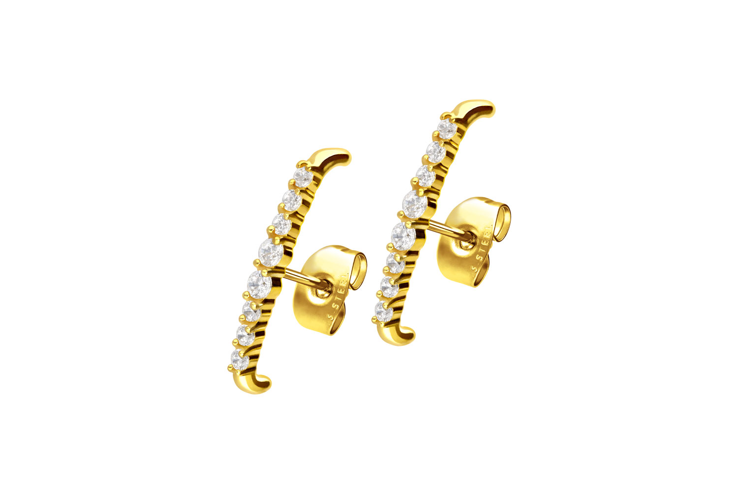 Chirurgenstahl Ohrstecker BOGEN + 8 EINGEFASSTE KRISTALLE