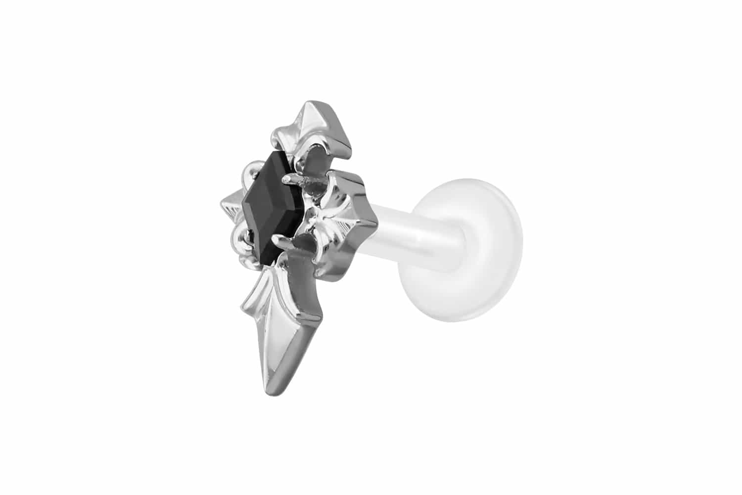 PTFE Labret mit Innengewinde + Titan-Aufsatz KREUZ