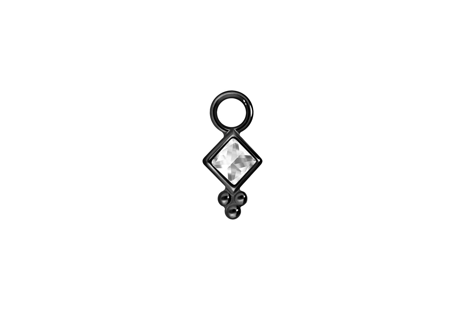 Surgical steel pendant for clickers CRYSTAL SQUARE + BALLS