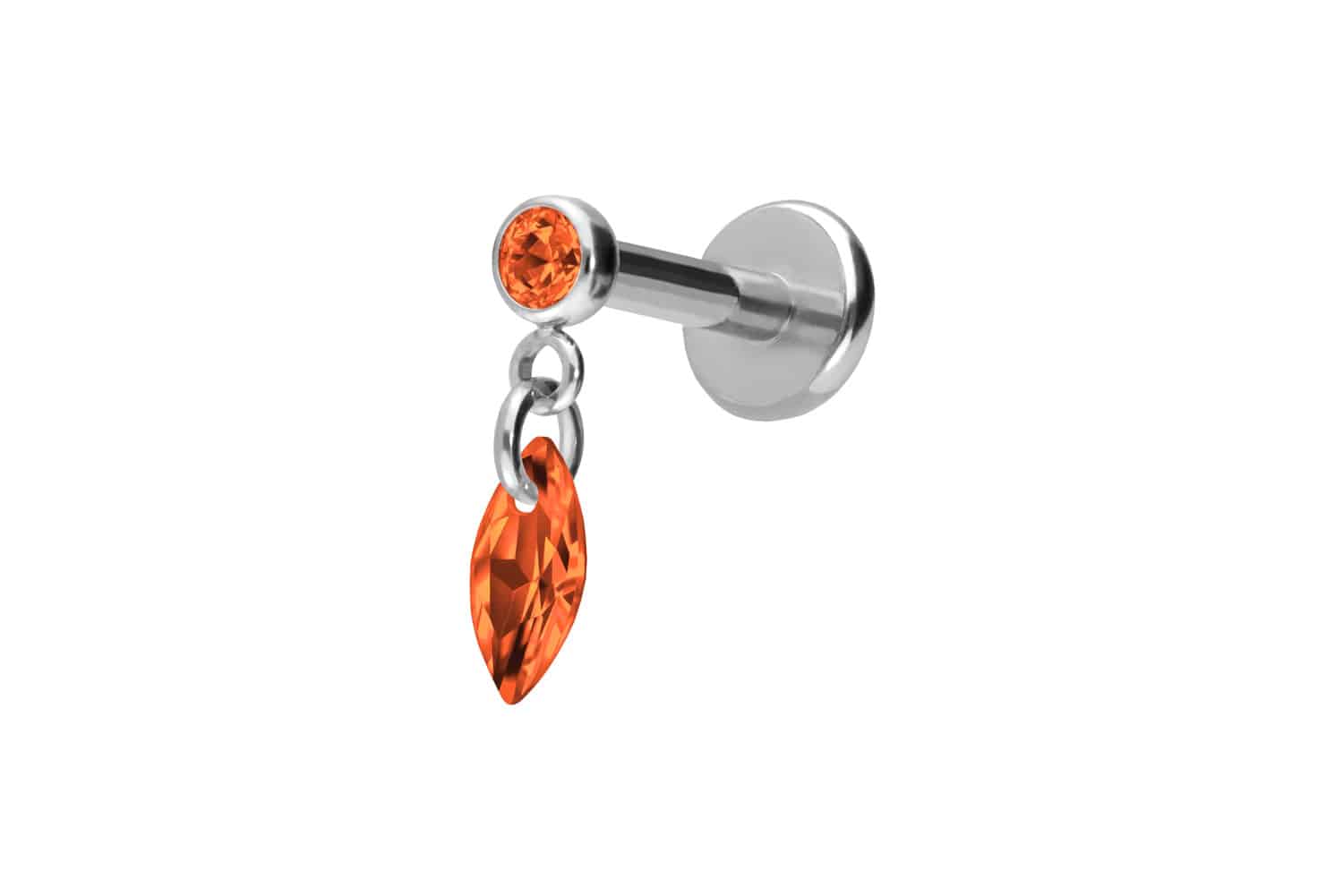 Titanium labret with push fit CRYSTAL OVAL