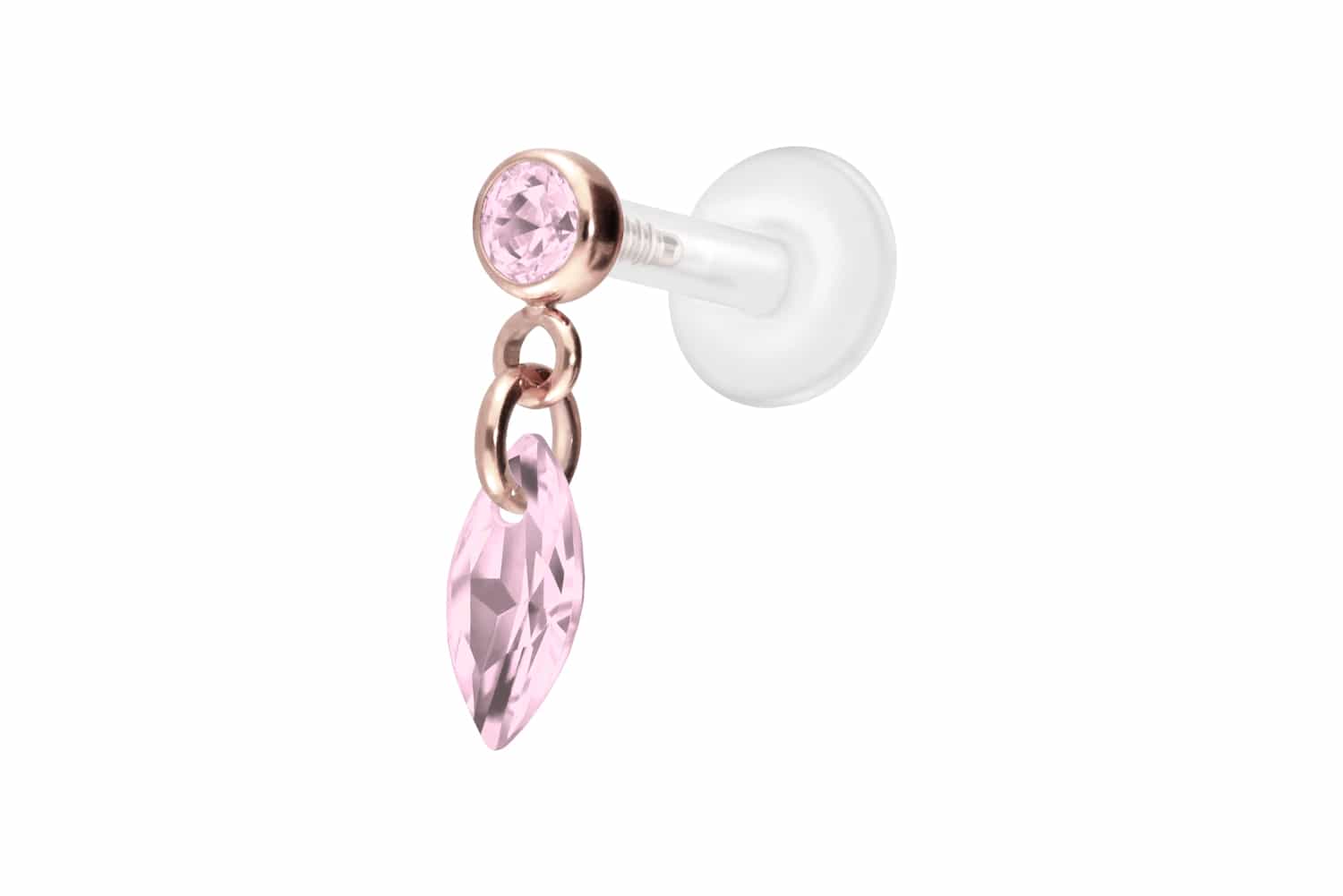 PTFE labret with internal thread + titanium attachment CRYSTAL OVAL