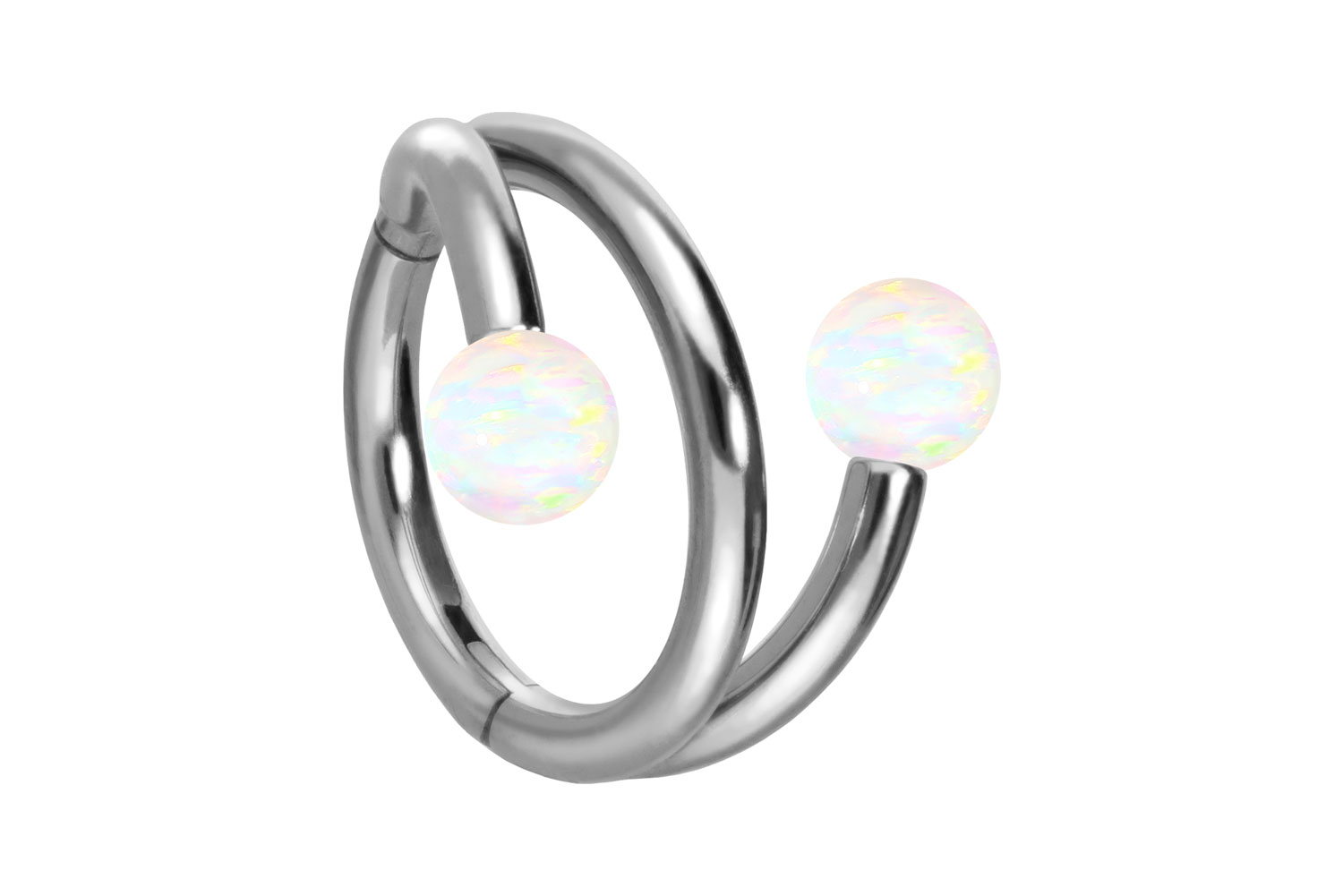 Titan segment ring clicker with internal thread 3 RINGS + 2 SYNTHETIC OPALS