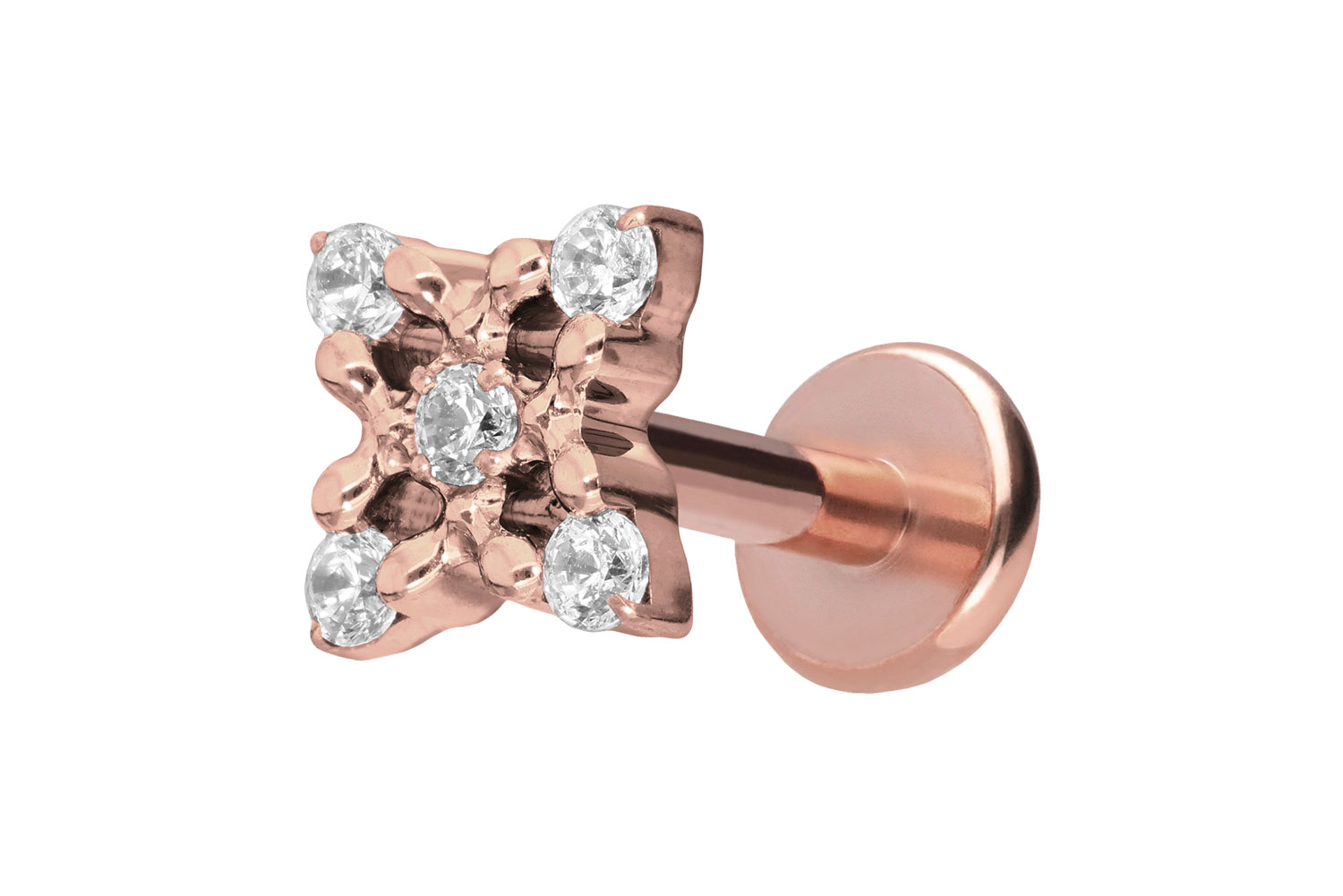 Titanium labret with push fit CRYSTAL FLOWER