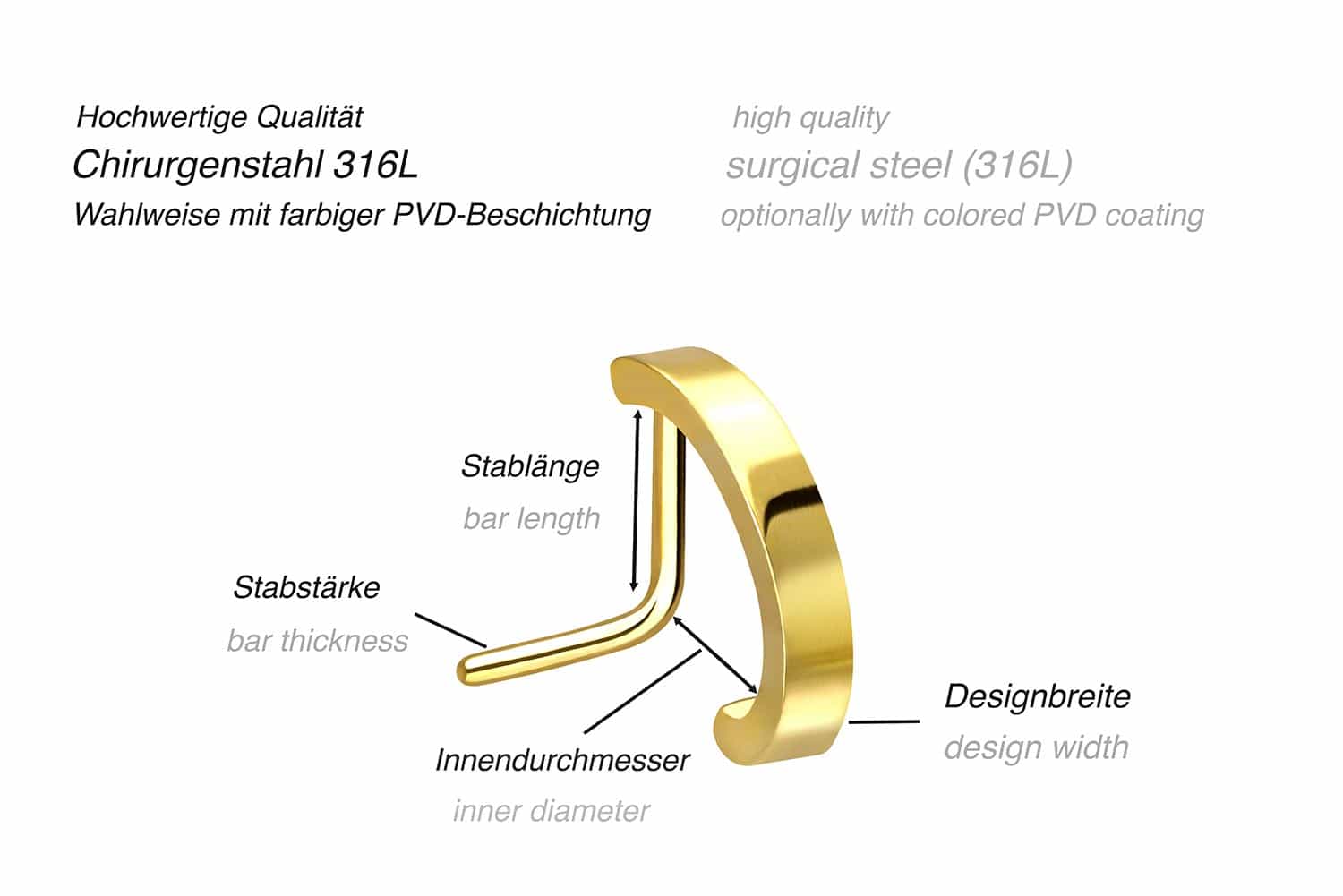 Surgical steel nose stud DESIGN