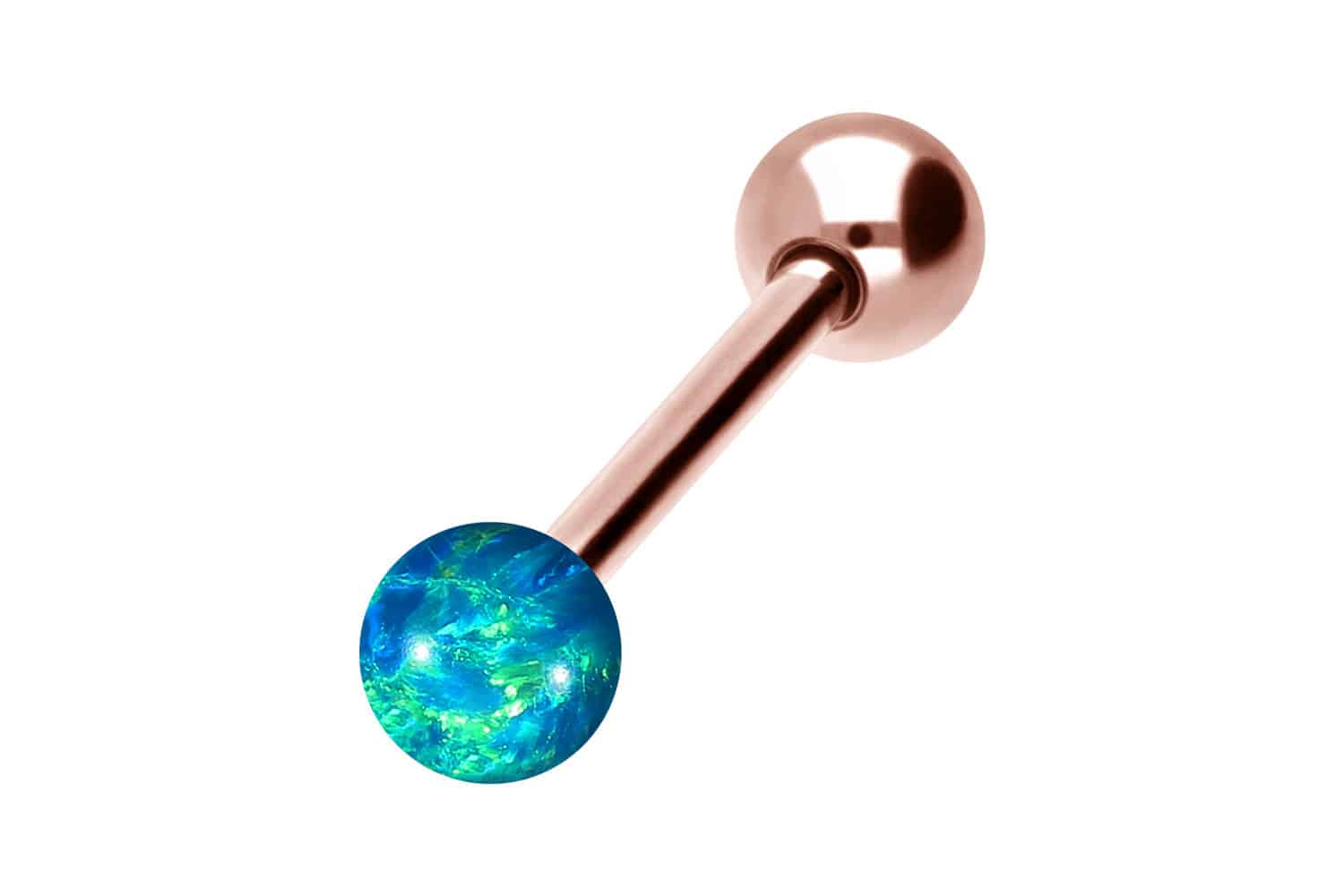 Surgical steel barbell SYNTHETIC OPAL + SURGICAL STEEL BALL