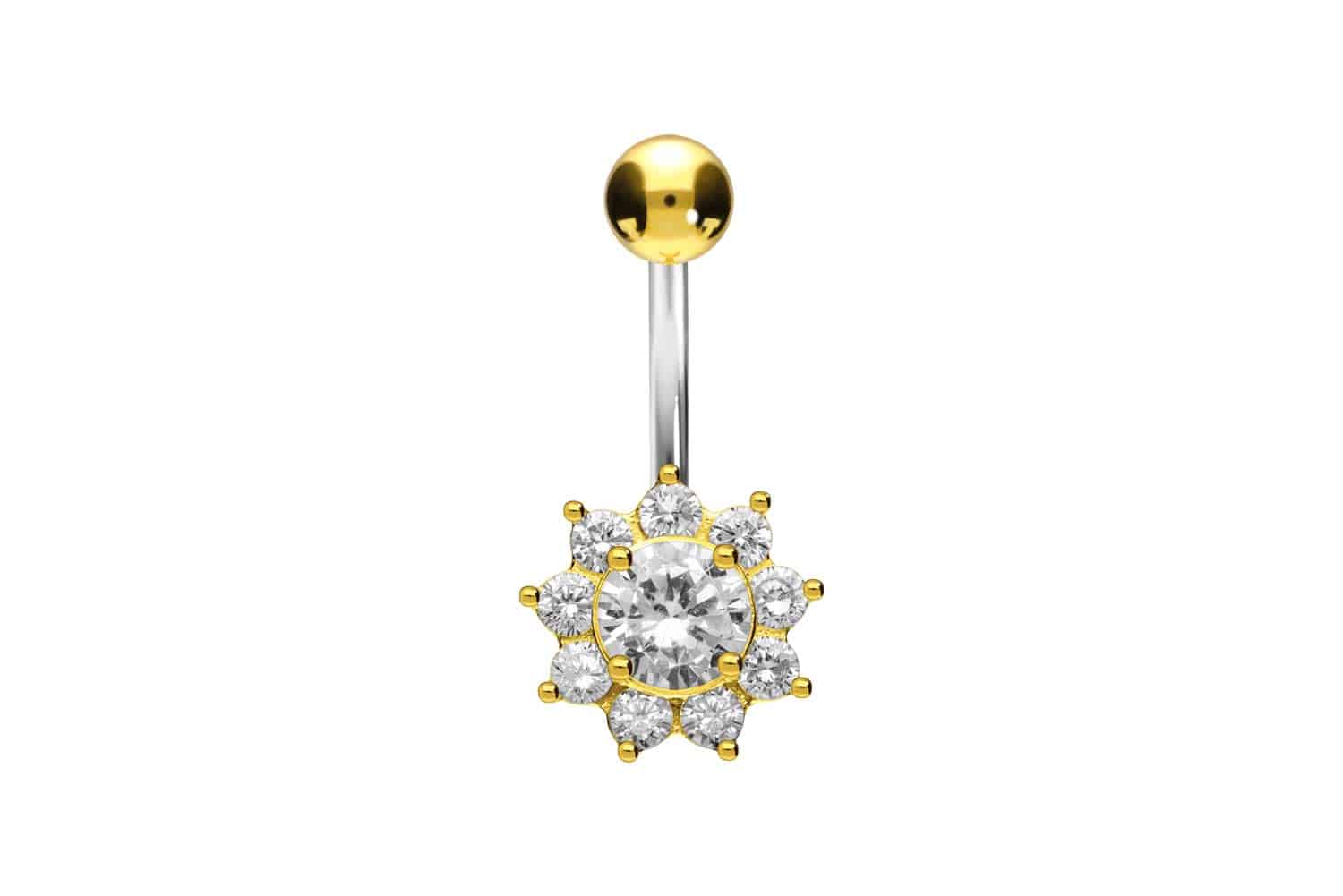Titanium bananabell with 925 silver design CRYSTAL FLOWER