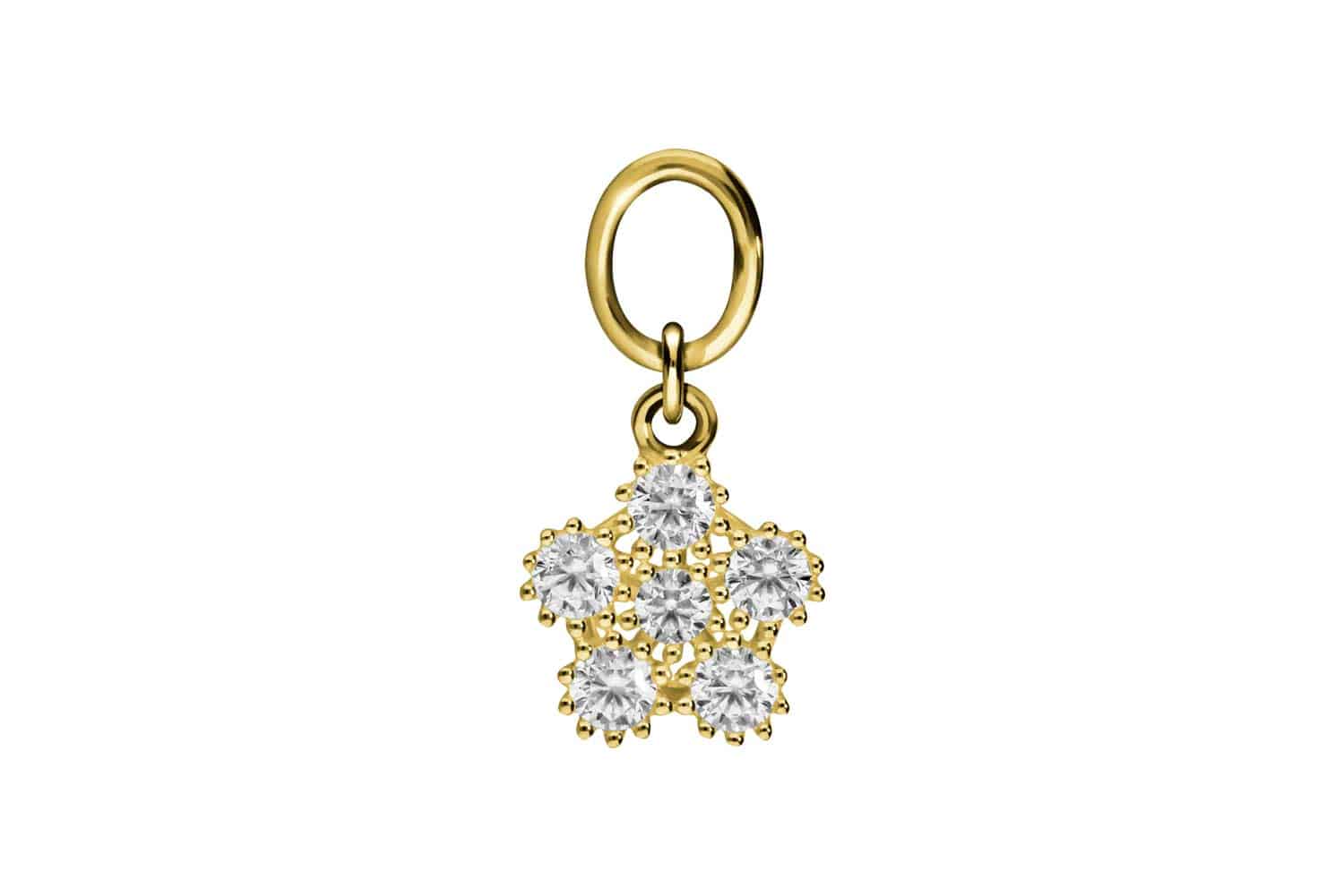 18 carat gold pendant for clickers CRYSTAL FLOWER