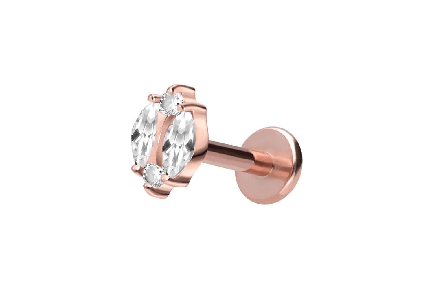 Titan Labret mit Innengewinde KRISTALLORNAMENT