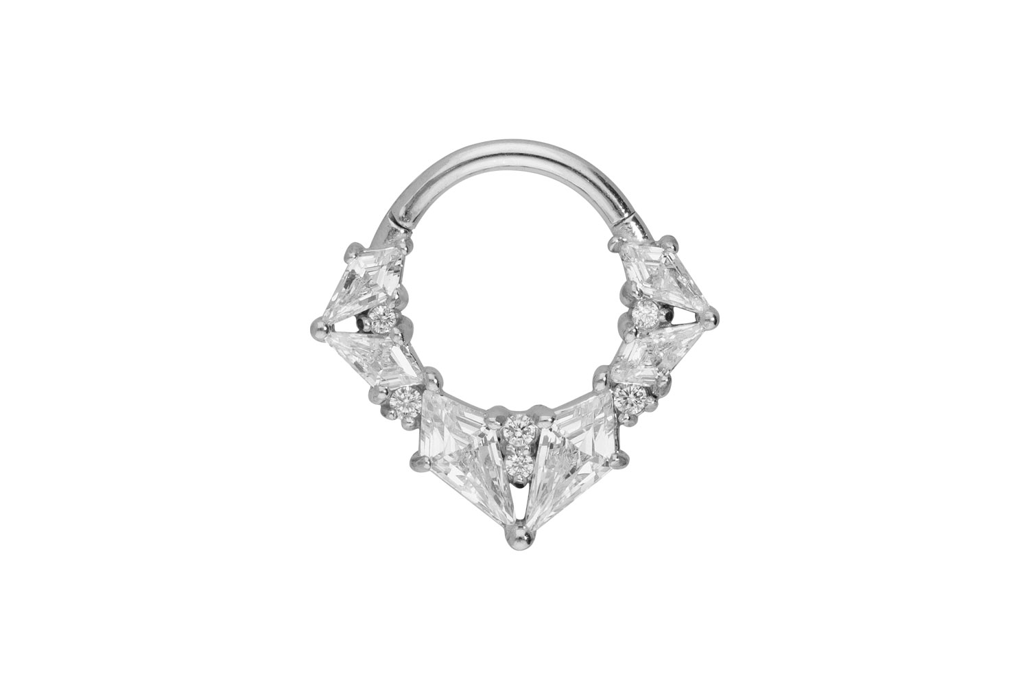 Surgical steel segment ring clicker SETTED CRYSTALS