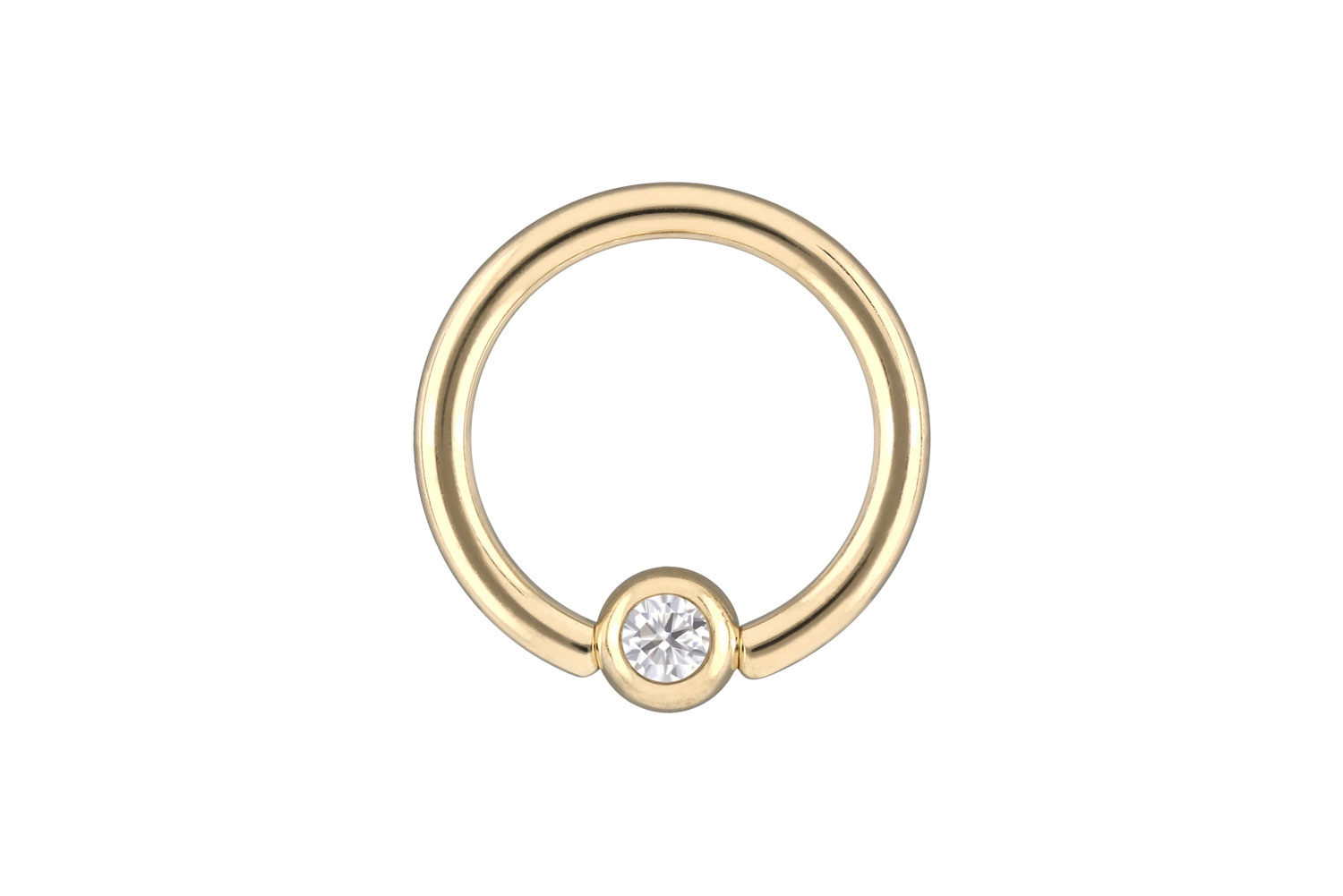 14/18 carat gold ball closure ring MOISSANITE