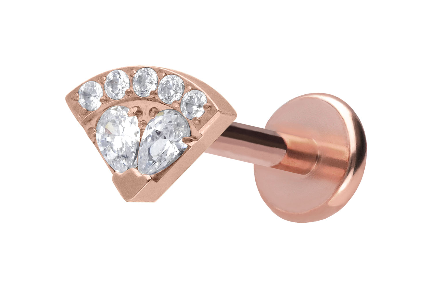 Titanium labret with push fit CRYSTAL FAN