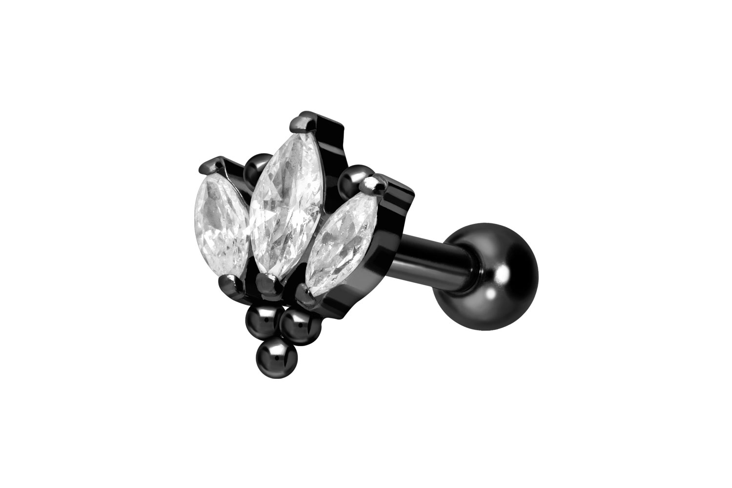 Titan Ohrpiercing mit Innengewinde LOTUSBLÜTE + KUGELN