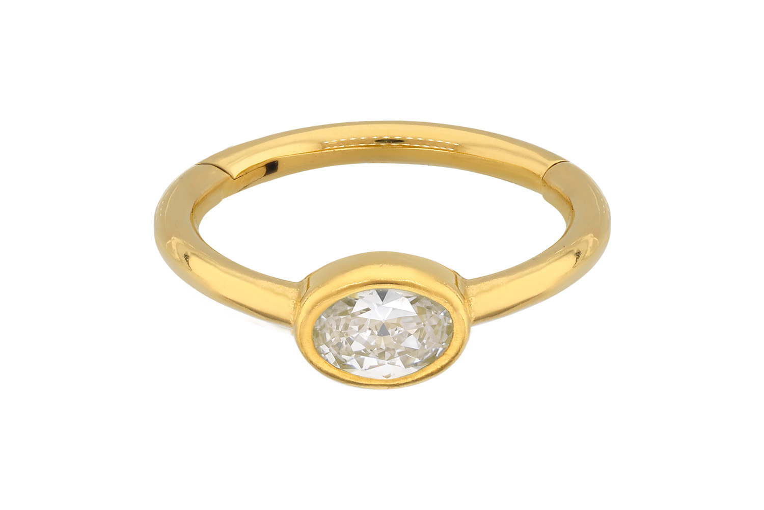 Surgical steel segment ring clicker OVAL CRYSTAL