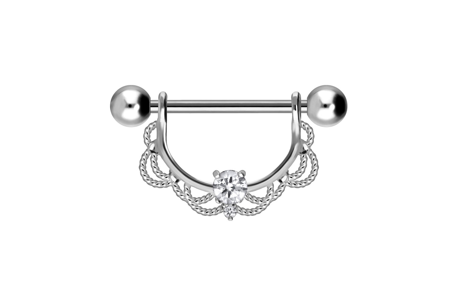 Chirurgenstahl Nippelpiercing ORIENTALISCHES DESIGN + KRISTALL
