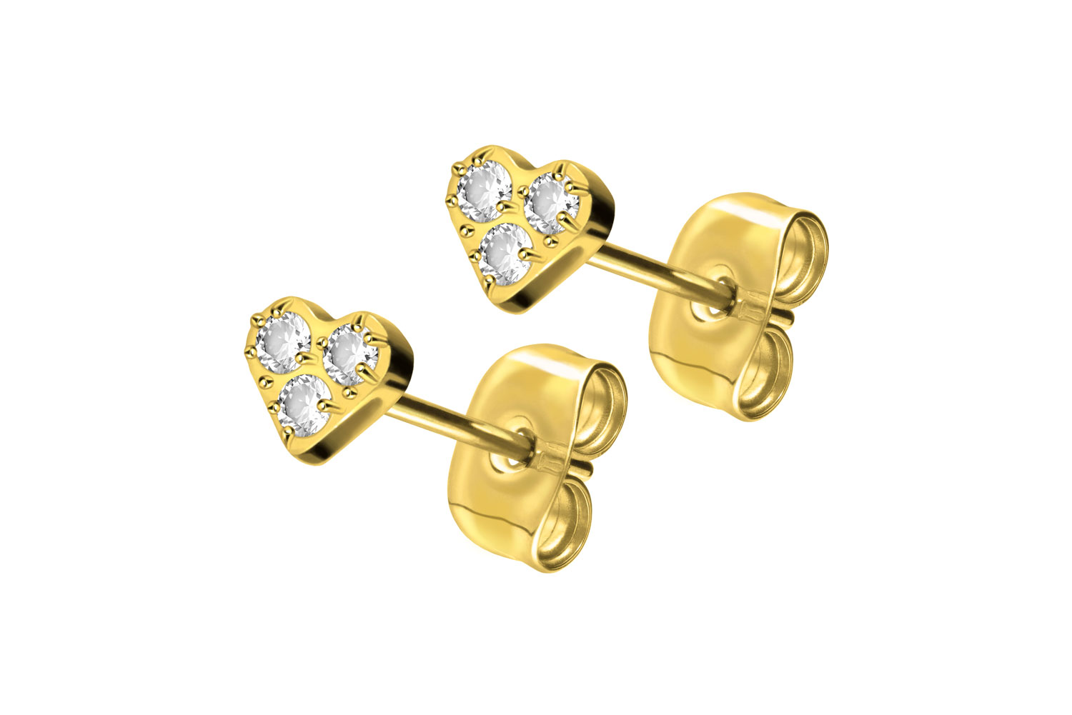Titanium ear studs CRYSTAL HEART