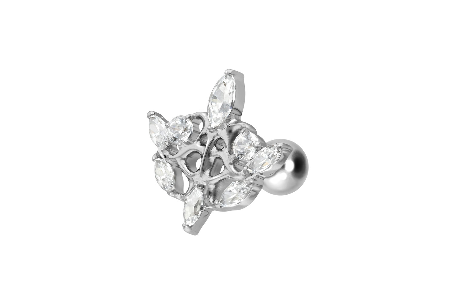 Titanium ear piercing with internal thread GOTHIC DESIGN