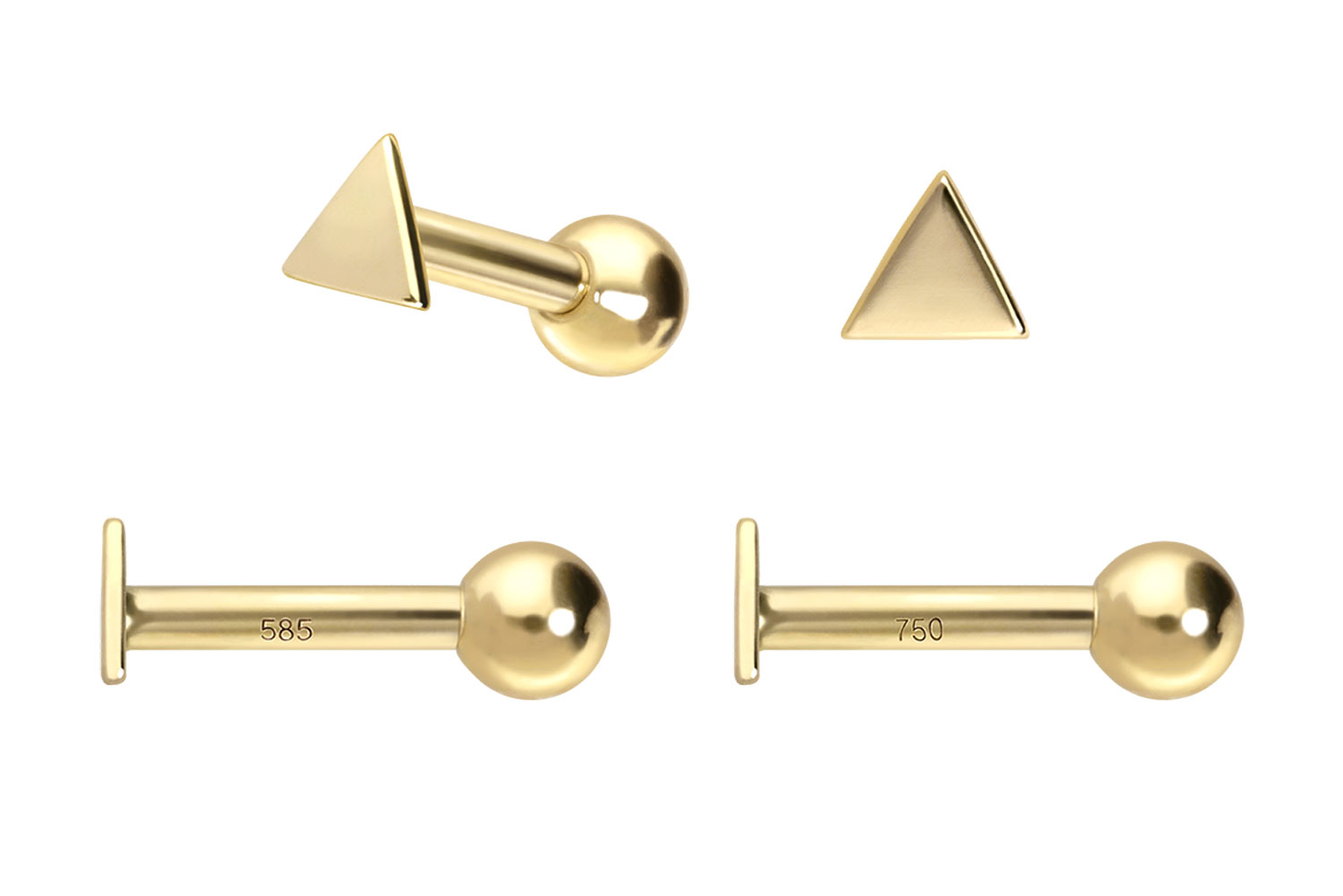 14/18 carat gold ear piercing TRIANGLE
