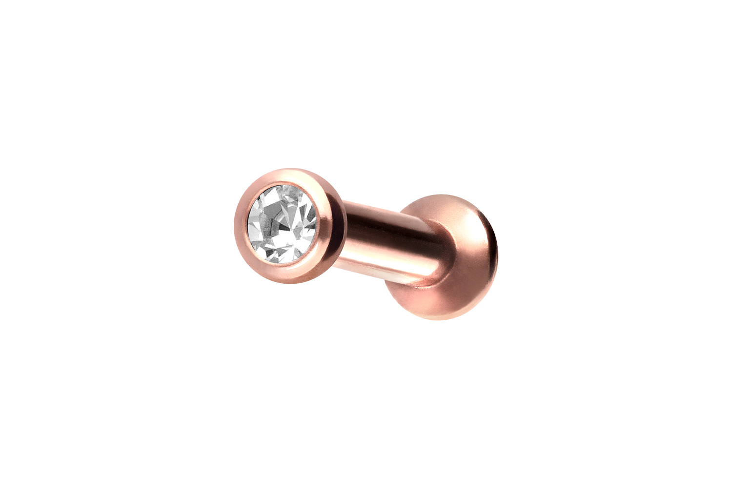 Chirurgenstahl Triple Piercing Mini Labret mit Innengewinde FLAT-DISC + KRISTALL
