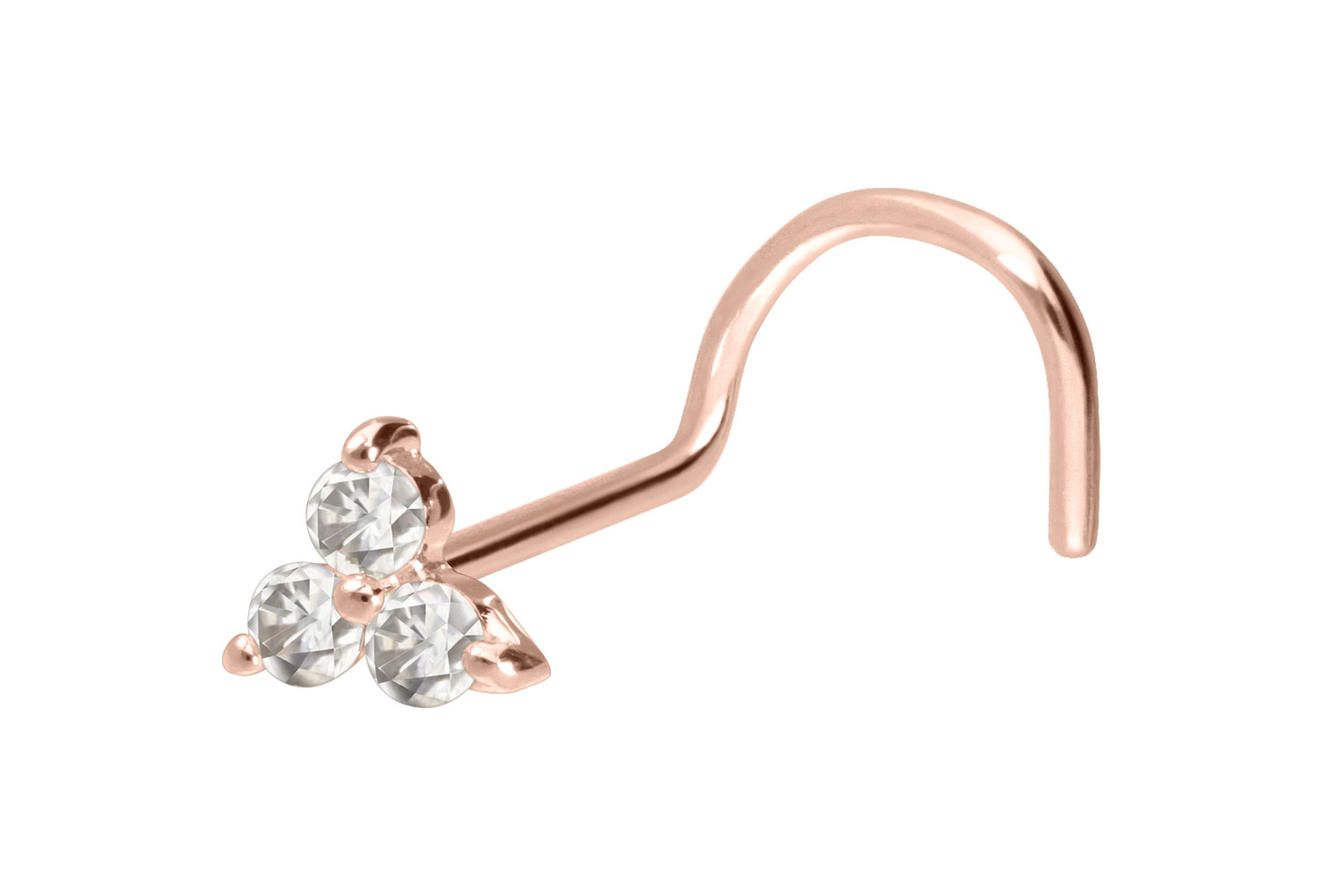 14/18 carat gold nose stud spiral MOISSANITE FLOWER