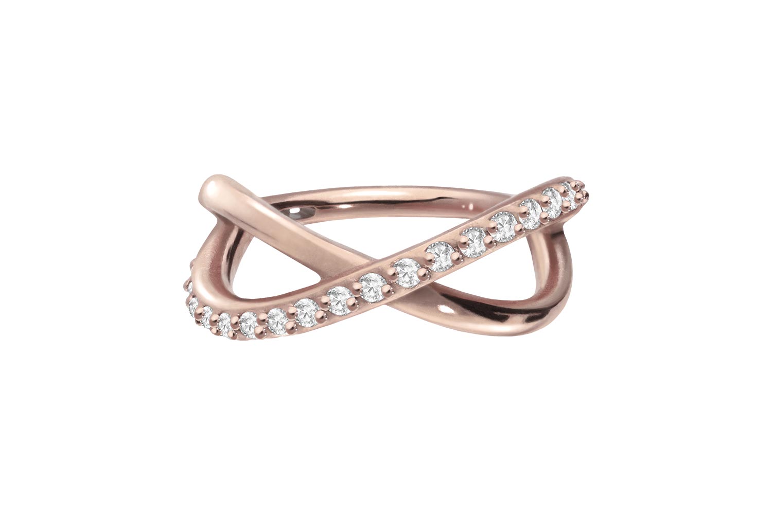 Chirurgenstahl Segmentring Clicker UNENDLICHKEIT + EINGEFASSTE KRISTALLE