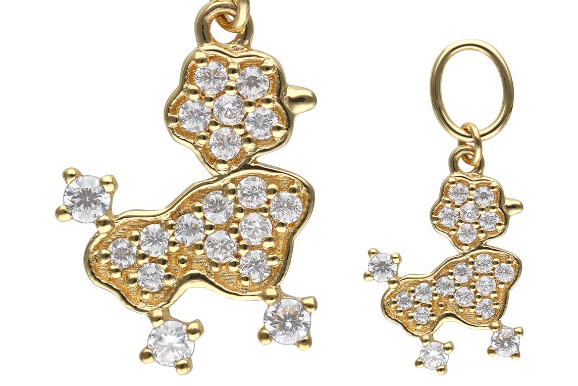 18 carat gold pendant for clickers MOISSANITE POODLE