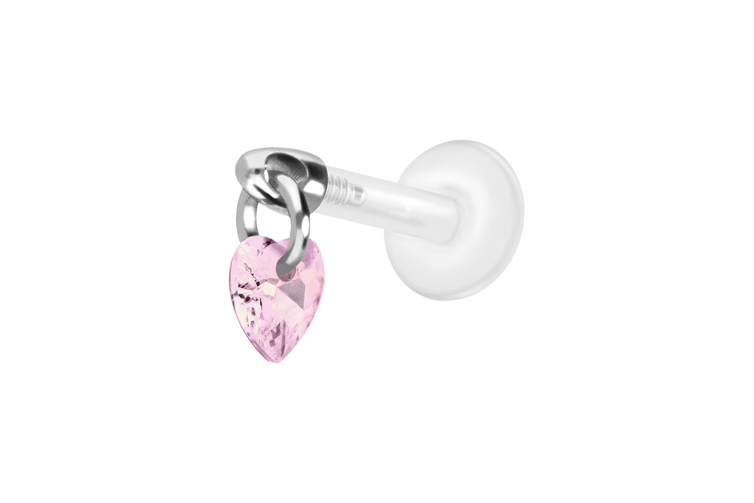 PTFE labret with internal thread + titanium attachment CRYSTAL HEART