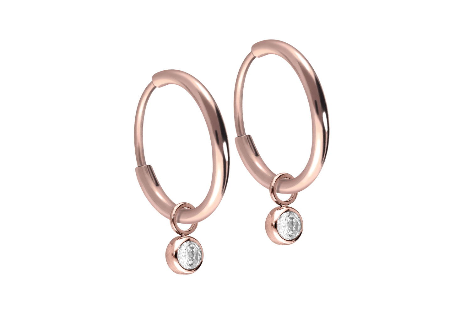 Titanium ear clicker creoles ROUND CRYSTAL