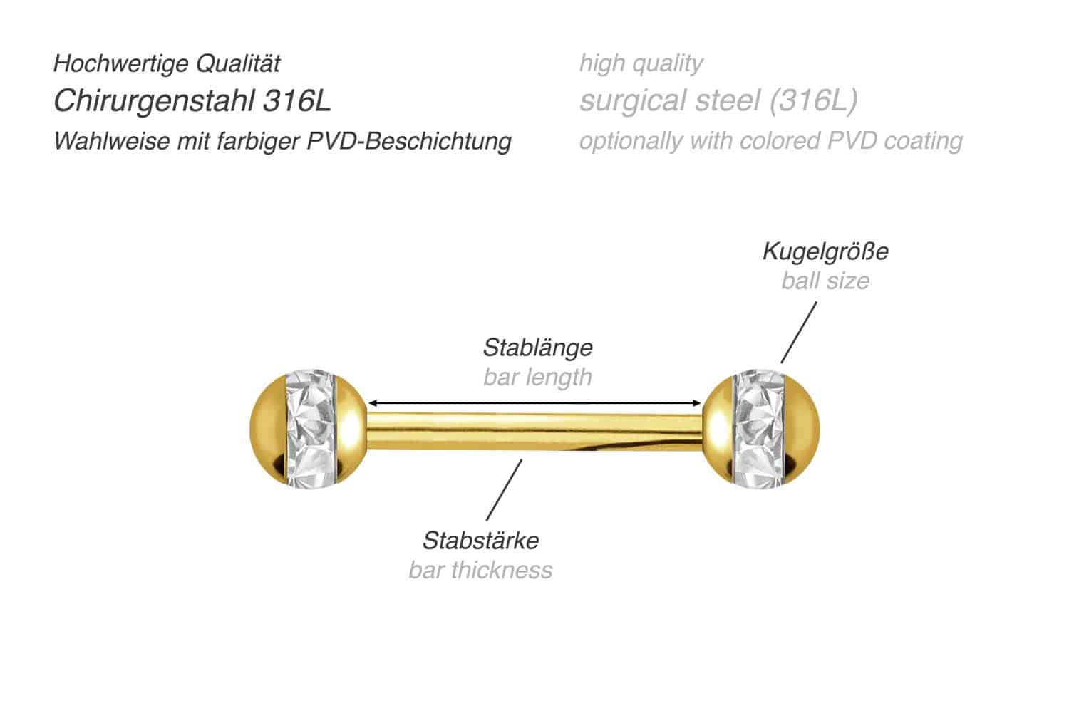 Surgical steel barbell EPOXY RING BALLS