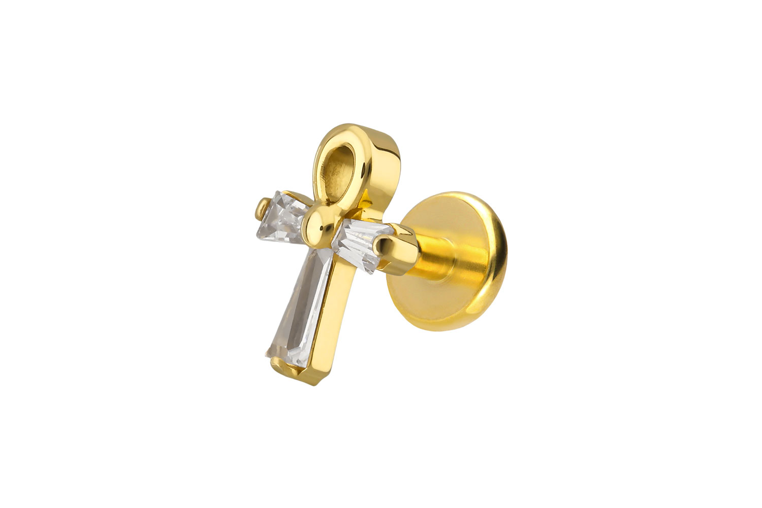 Titanium labret with push fit CRYSTAL ANKH