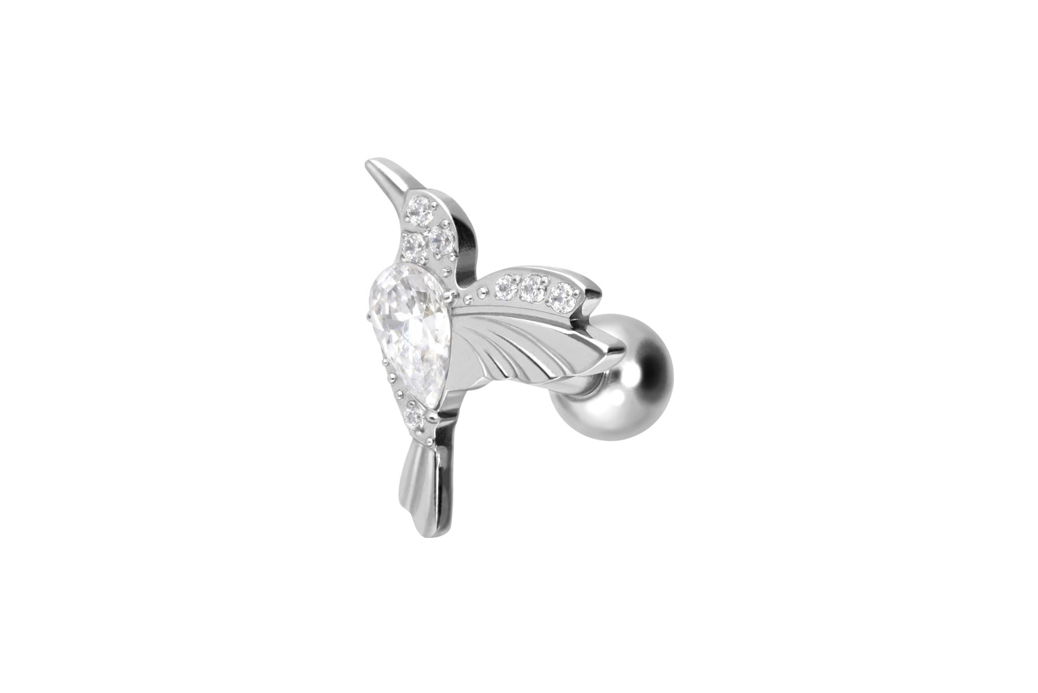 Titan Ohrpiercing mit Innengewinde KOLIBRI