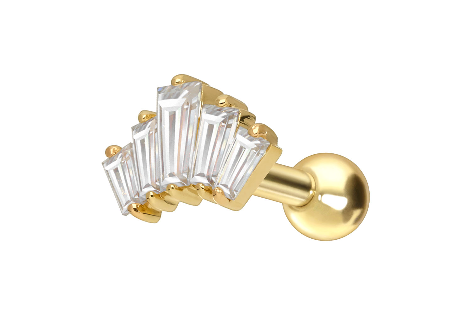 14/18 Karat Gold Ohrpiercing 5 EINGEFASSTE MOISSANIT-RECHTECKE
