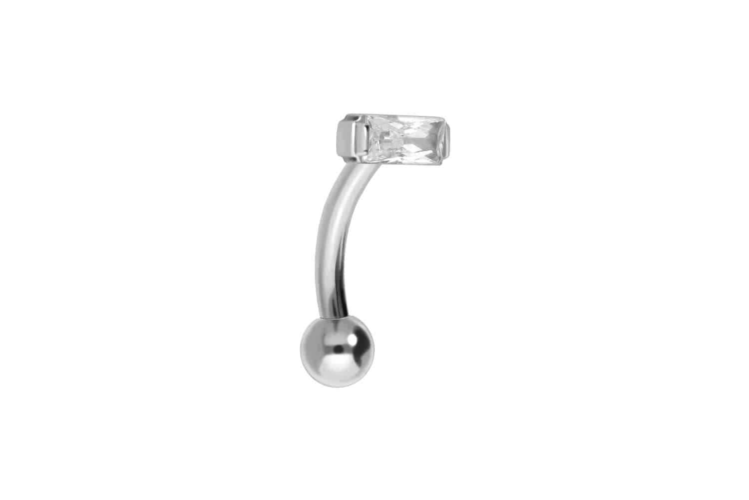 Titanium banana with push fit SETTED CRYSTAL RECTANGLE