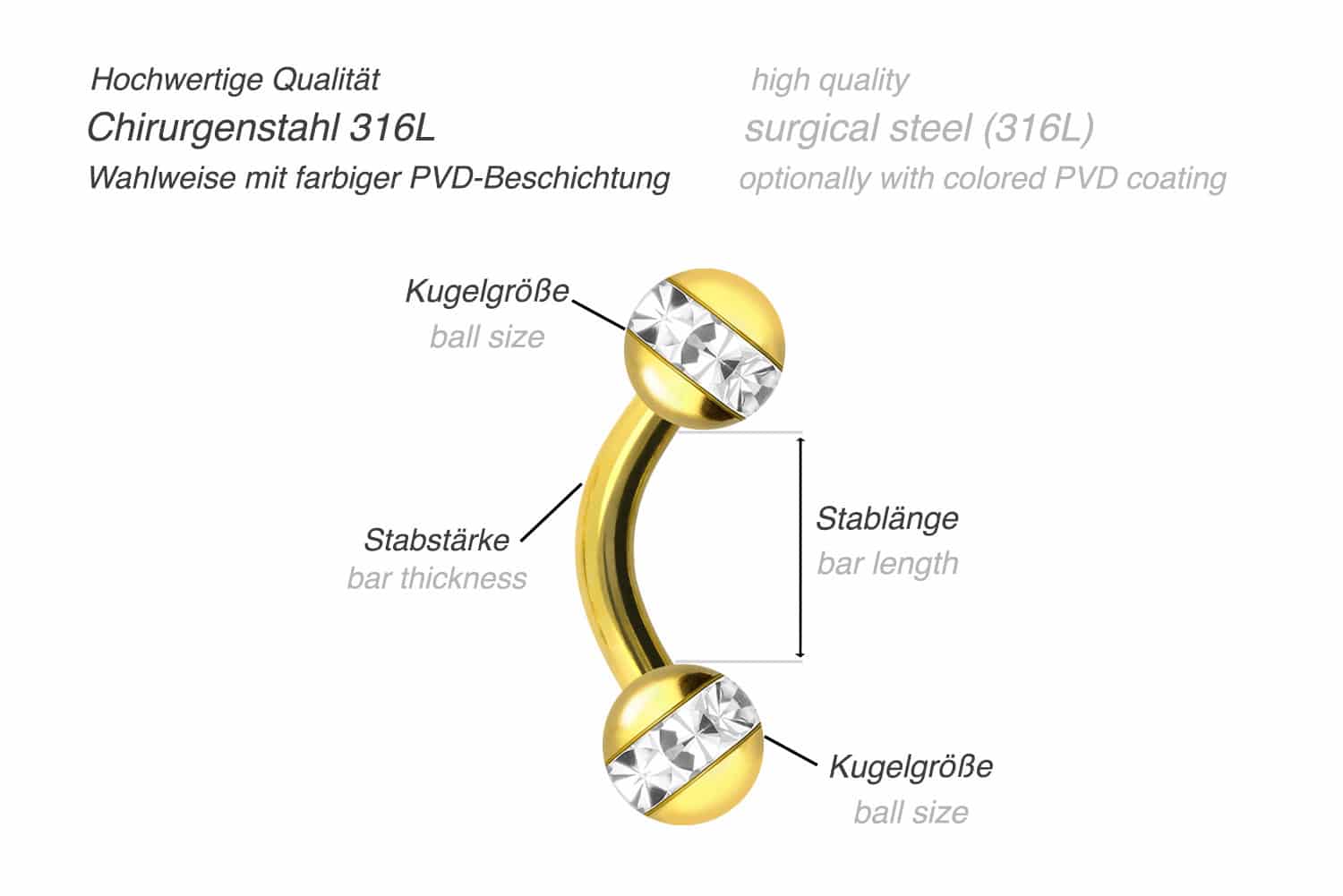 Surgical steel banana EPOXY RING BALLS