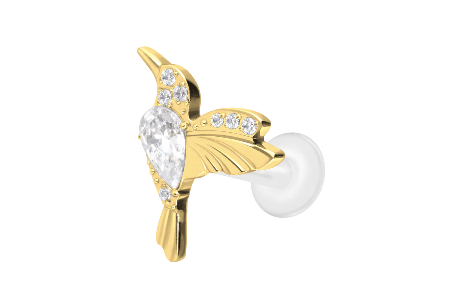 PTFE labret with internal thread + titanium attachment HUMMINGBIRD