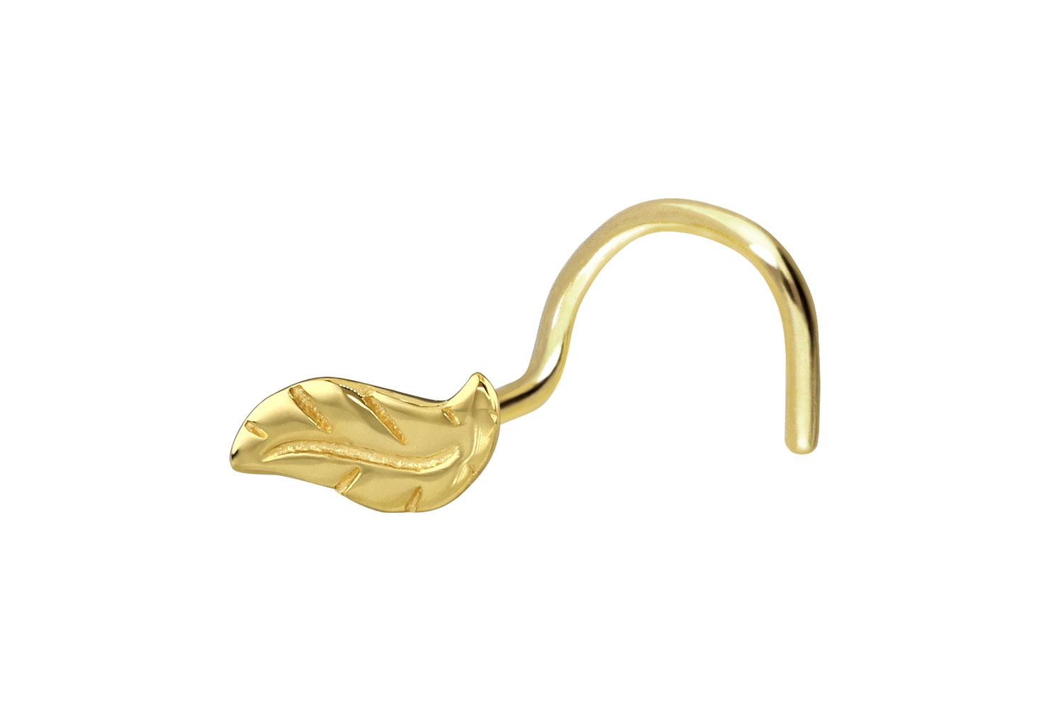 14/18 Karat gold nose stud spiral LEAF
