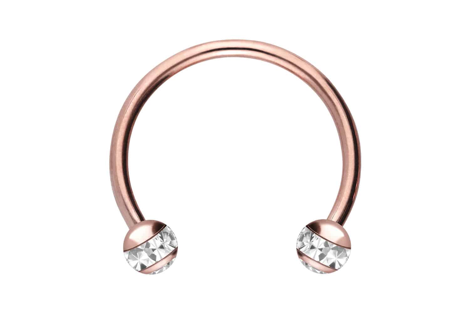 Chirurgenstahl Hufeisenring EPOXY-RING-KUGELN + KRISTALLE