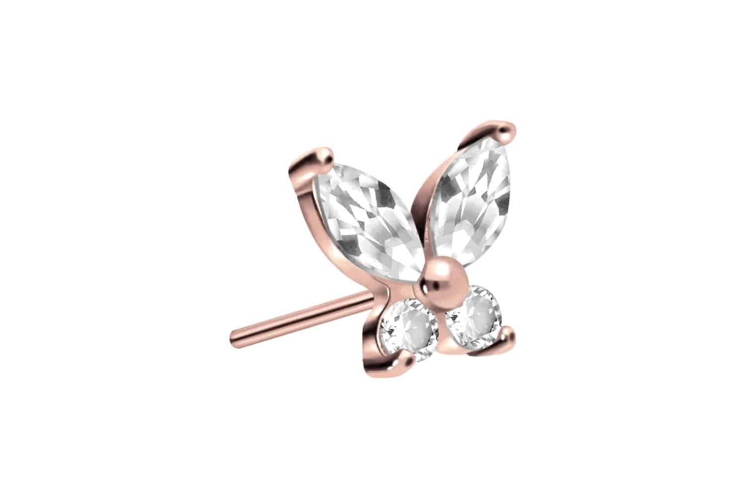 Titanium attachment with push pin CRYSTAL BUTTERFLY