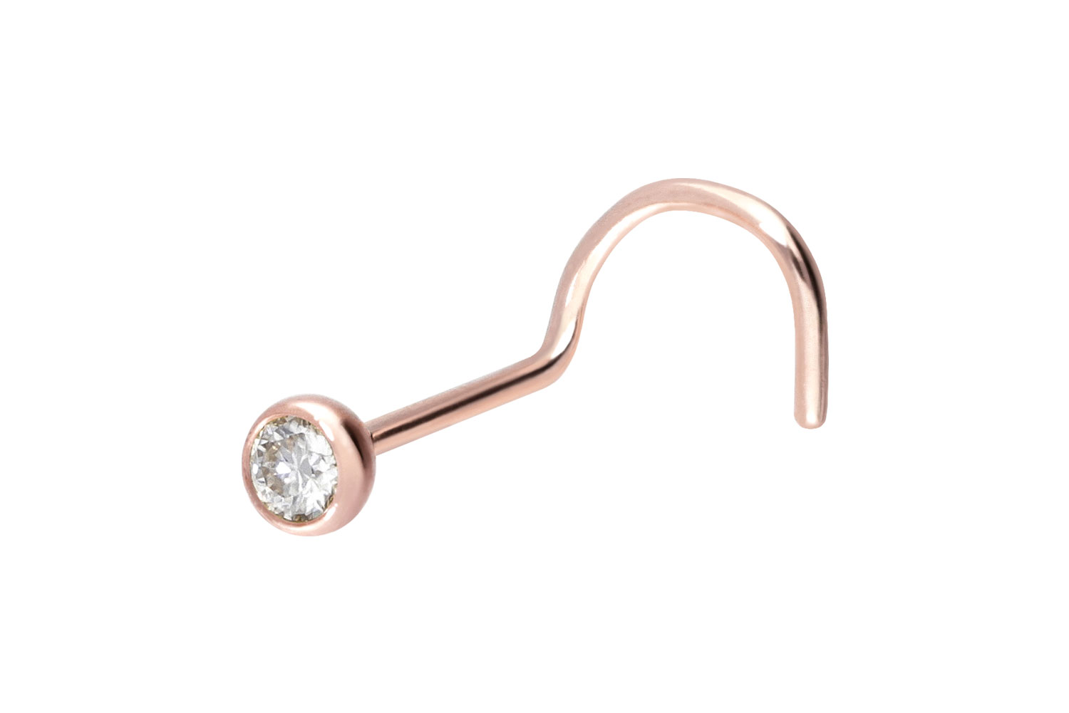 14/18 Karat Gold Nasenstecker Spirale MOISSANIT