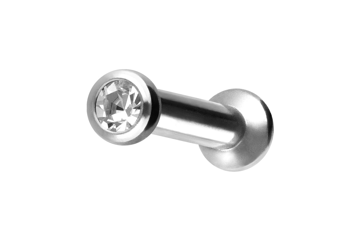 Titan Triple Piercing Mini Labret mit Push Fit FLAT-DISC + KRISTALL