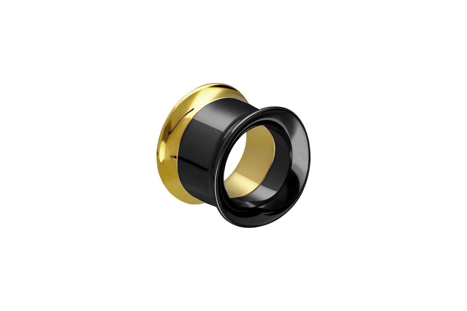 Surgical steel double flared tunnel black BICOLOR ++SALE++