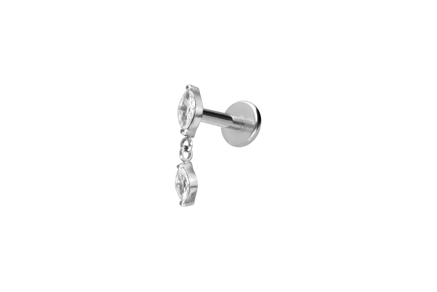 PIERCINGLINE Piercing Stecker Titan Labret mit Innengewinde 2 KRISTALLTROPFEN - Bild 7 von 37