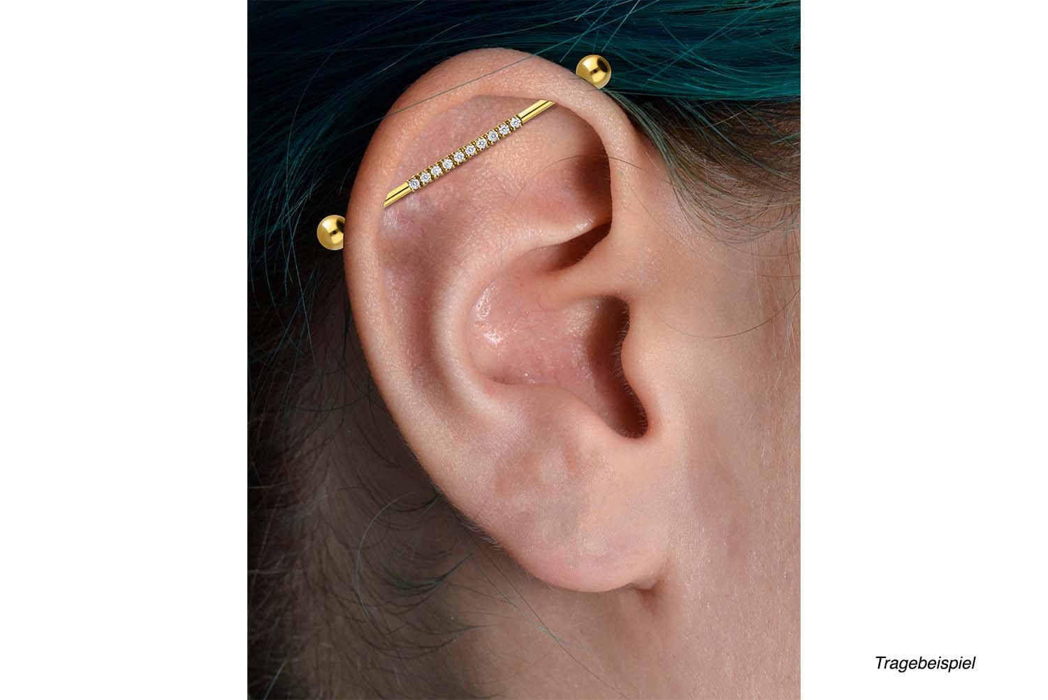 Surgical steel industrial ear piercing BAR + 10 CRYSTALS