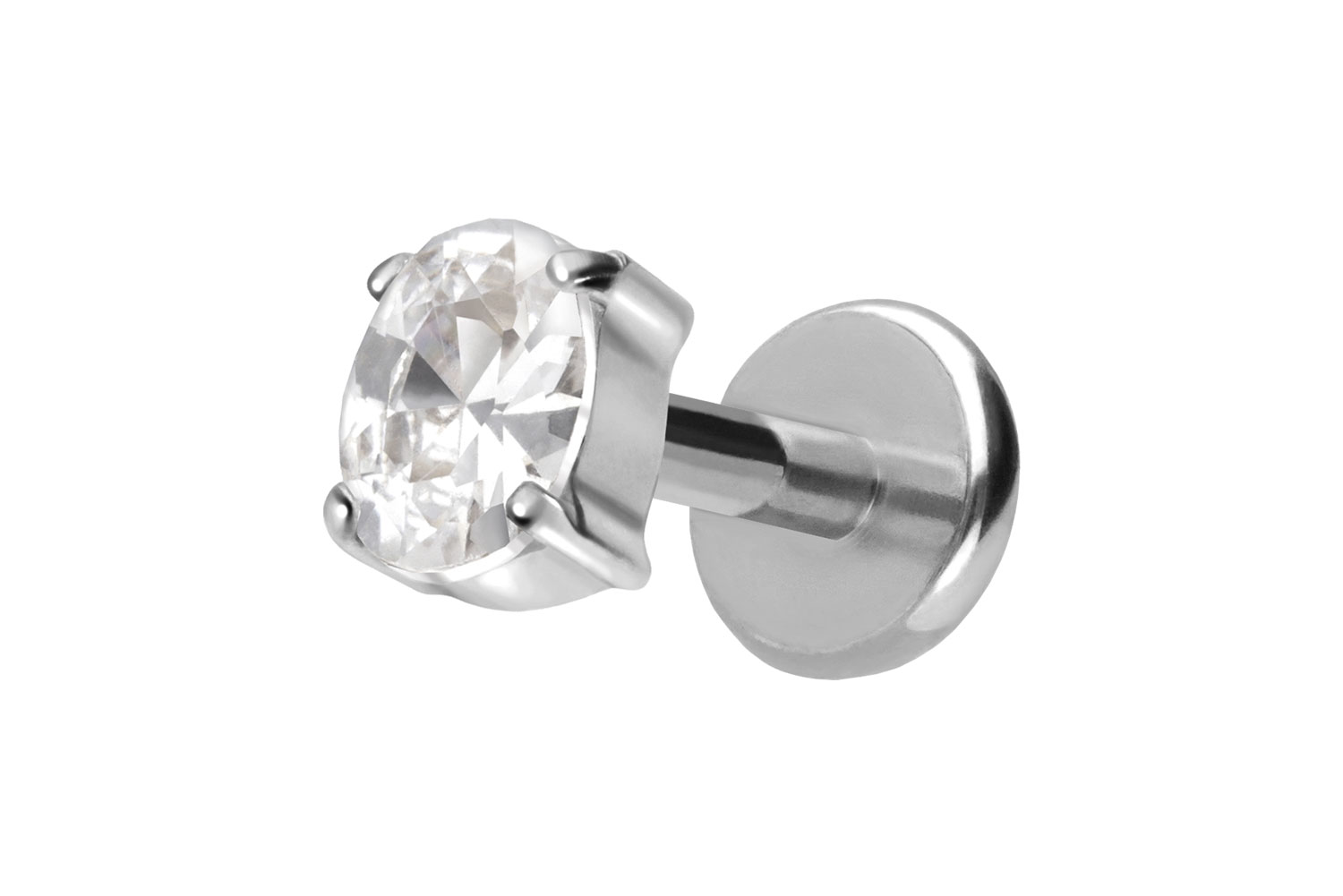 Titanium labret with push fit SETTED CRYSTAL OVAL