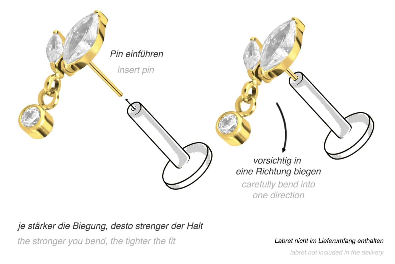 Titan Aufsatz mit Push Pin KNOSPE + KRISTALL